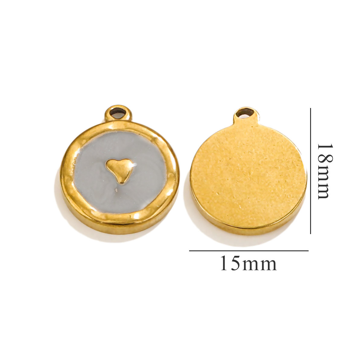 Grey / 1 Piece Simple Sweet Style Heart Shape Stainless Steel  Gold Color Women's Pendant Picture5